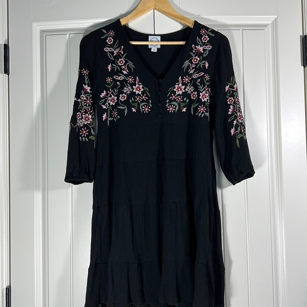 Blue Rain Jasmin Embroidered Tiered Mini Dress - Women’s S